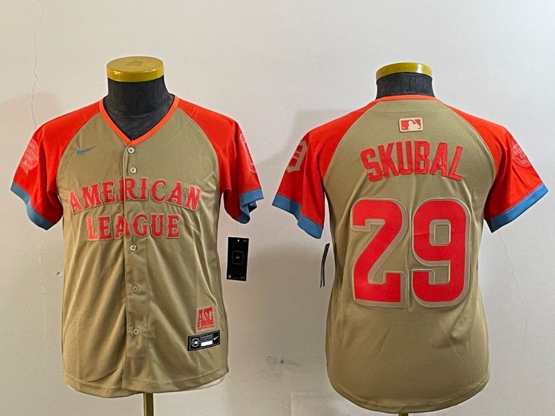 Youth Detroit Tigers #29 Skubal Brown All star 2024 Nike MLB Jersey style 1